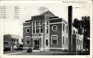 Rantoul Illinois IL Municipal Building c1940s Postcard