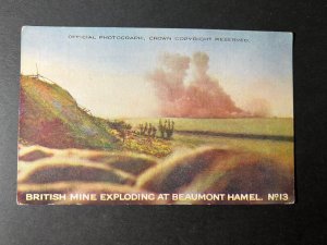 Mint England Daily Mail Battle Pictures LandMine Explosion Beaumont Hamel WW1