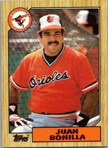 1987 Topps Baseball Card Juan Bonilla Baltimore Orioles sk13768