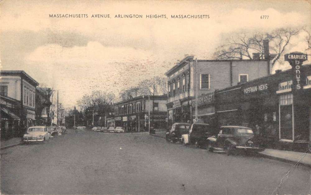 Arlington Heights Massachusetts view down Massachusetts Ave antique pc