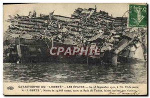 Postcard Old Boat breastplate Disaster Liberte The wrecks