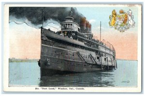 c1920's Pipe Smoking of Steamer Nort Land Windsor Ontario Canada Postcard