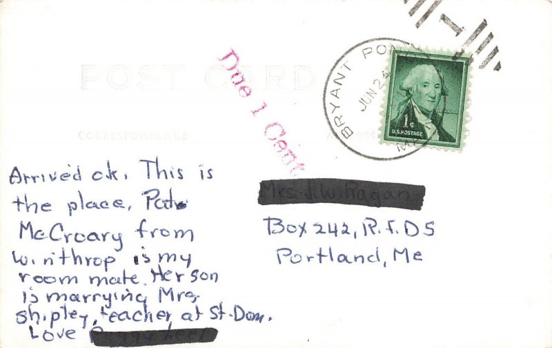 Bryant pond ME Scene At Cranestone, Real Photo Postcard