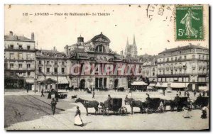 Angers Postcard Old Square rallying the theater