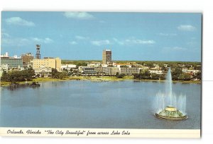 Orlando Florida FL Vintage Postcard City View From Across Lake Eola