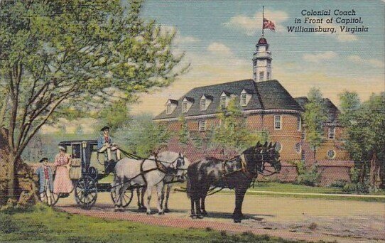 Virginia Williamsburg Colonial Coach In Front Of Capitol