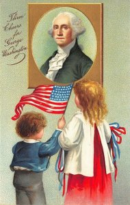 Three Cheers For George Washington Ellen Clapsaddle Embossed Postcard