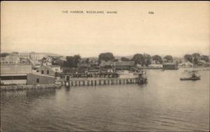 Rockland ME Harbor & Wharf Old Postcard