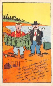 Men with a Stringer Full of Fish Comic Fishing Unused 