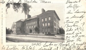 Vintage Postcard 1904 High School Street Building Malden Massachusetts Structure