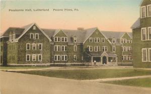 Hand-Colored Postcard; Pocohanne Hall, Lutherland, Pocono Pines PA Monroe County