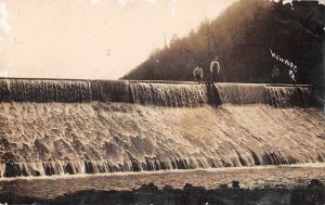 Viewport Pennsylvania Men at Dam Real Photo Vintage Postcard JH230594