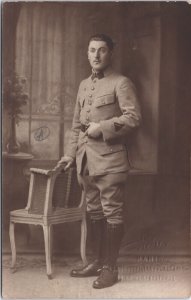 World War 1 Military Soldier Portrait WW1 RPPC 05.26