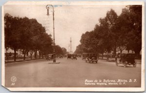 1927 Paseo De La Reforma Mexico Promenade Real Photo RPPC Posted Postcard