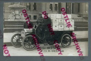 Denver COLORADO RPPC 1911 ADVERTISING F.A. Trinkle DELIVERY TRUCK Brush Runabout