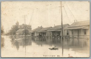 FLOOD STREET SCENE ANTIQUE REAL PHOTO POSTCARD RPPC