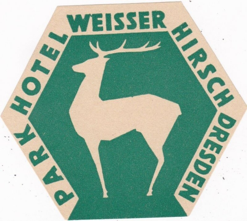 Germany Dresden Parkhotel Weisser Hirsch Vintage Luggage Label lbl0352