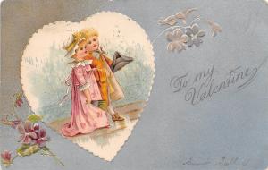 A53/ Valentine's Day Love Holiday Postcard 1907 Phoenixville Pa Silver Heart 16