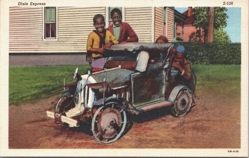 USA Dixie Express Black Americana Linen Postcard 09.49 