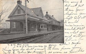 Union Bridge Maryland Train Station Vintage Postcard AA27681