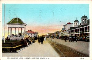 Ocean Avenue Looking South, Hampton Beach NH c1929 Vintage Postcard X46