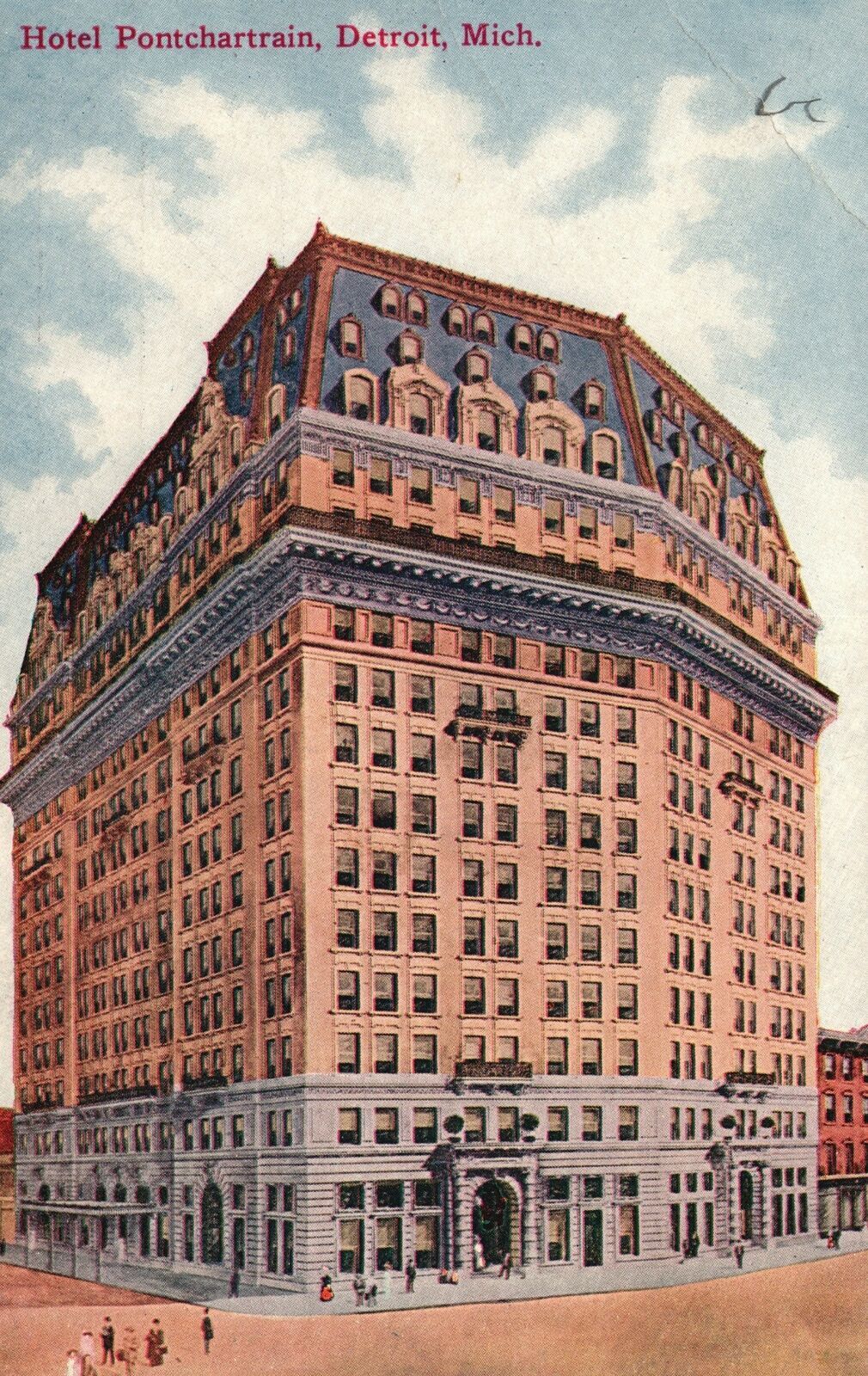 Vintage Postcard Hotel Pontchartrain Largest And Best Hotel In Detroit