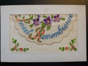 WW1 Embroiderd Silk Postcard Sweet Remembrance from Daddy to Daughter xxx