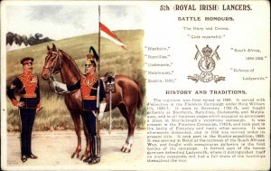 5th Royal Irish Lancers Ireland Great Britain Soldiers Military History c1910 PC