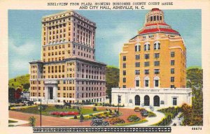 Court House City Hall Asheville North Carolina linen postcard