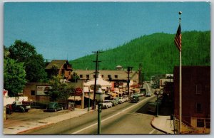 Vtg Dunsmuir California CA Birdseye Street View Old Cars 1950s Postcard