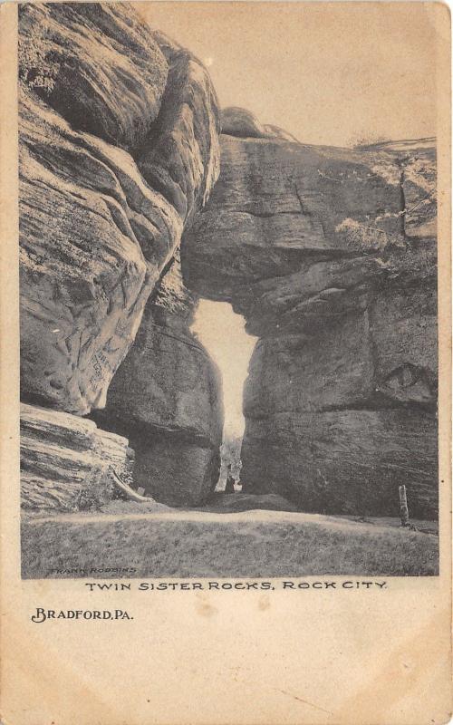 Bradford Pennsylvania~Lady Stands @ Twin Sister Rocks~Rock City~c1905 Albertype