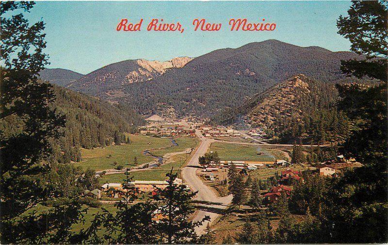 Birdseye View 1972 Red River New Mexico Baxter Lane postcard 323