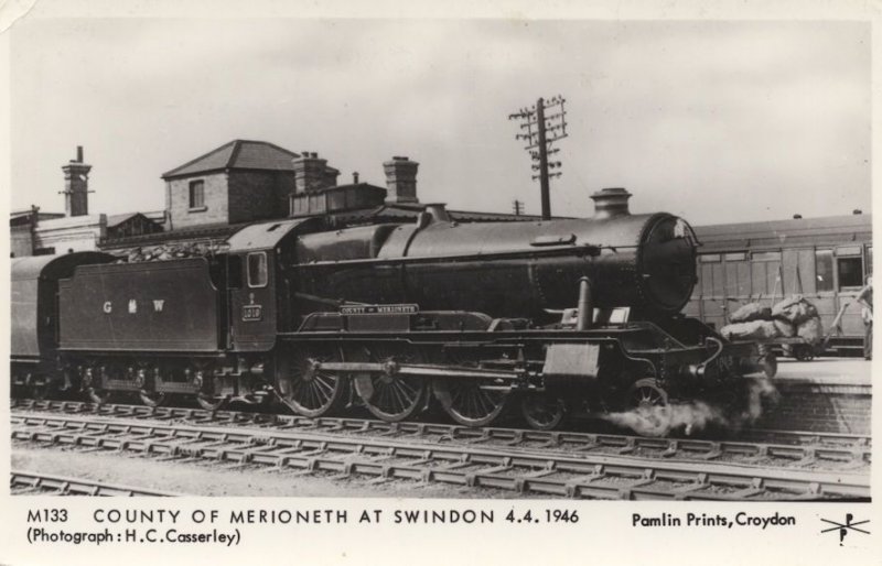 GWR 1019 County of Merioneth Swindon 1946 Train Postcard