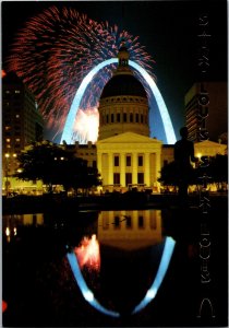 Continental Postcard Fireworks Gateway Arch St Louis, Missouri CF5