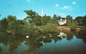 Vintage Postcard 1976 Shawame Pond First Church of Christ Cape Cod Massachusetts