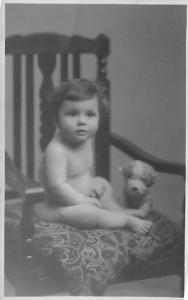 Naked baby Child, People Photo Writing on back 