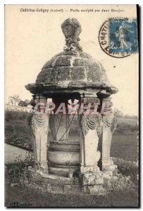 Old Postcard Chatillon Coligny Loiret well sculpted by Jean Goujon