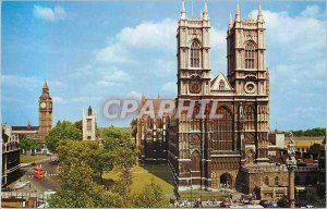 Modern Postcard Westminster Abbey and Big Ben London