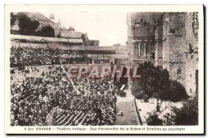 Postcard Old Orange Antique Theater Scene Set the view and the setting Bleachers