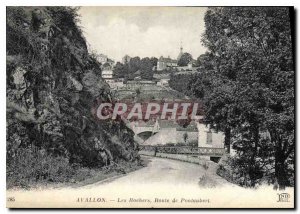 Old Postcard Avallon The Rocks Road Pontaubert