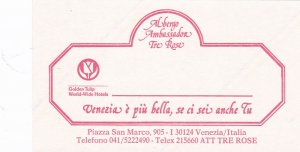 Italy Venezia Venice Albergo Ambassador Vintage Luggage Label sk3560