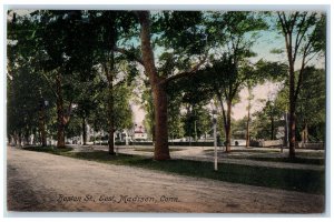 1909 Boston St. East Park Dirty Road Lined Trees Building Madison CT Postcard