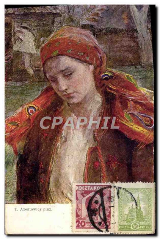 Old Postcard Illustrator Axentowicz Polska Poland