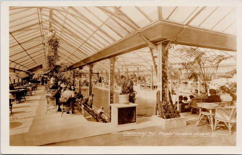 Swimming Pool Crystal Gardens Victoria BC Unused Gowen Sutton RPPC Postcard E68