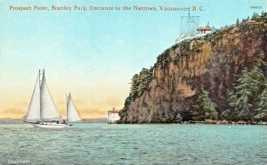 VANCOUVER BC-SAIL BOATING-PROSPECT POINT-STANLEY PARK-NARROWS~1928 POSTCARD