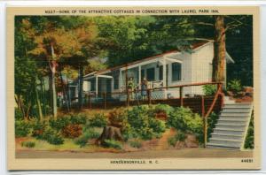 Cottages Laurel Park Inn Hendersonville North Carolina linen postcard