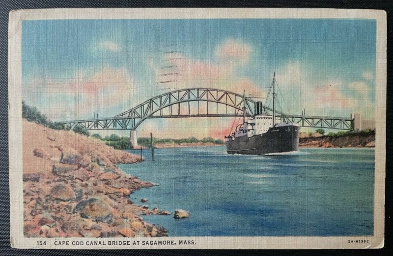 Vintage Postcard 1938 Cape Cod Canal Bridge, Sagamore, Massachusetts (MA)