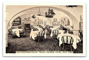 New England Room Prince George Hotel New York City N.Y. c1947 Postcard