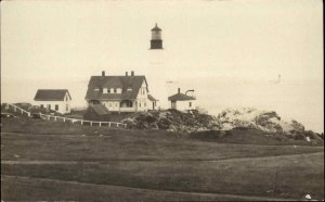 Portland Maine ME Lighthouse - Ram Island Light in Distance Real Photo Postcard