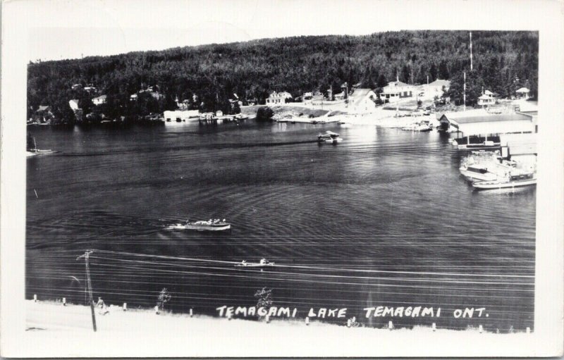 Temagami Lake Temagami ON Ontario Seaplane Boat c1955 Real Photo Postcard F47